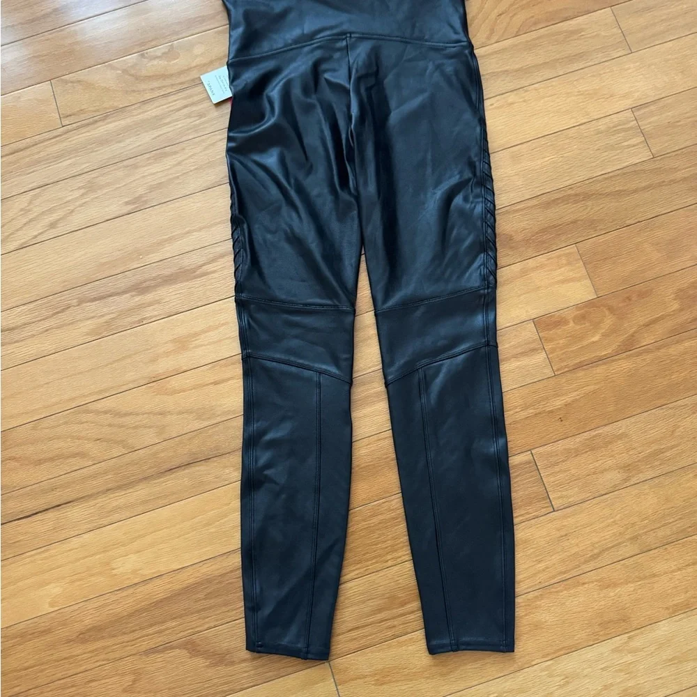 SPANX  Faux Leather Moto Leggings Black Size Large - Picture 4 of 9